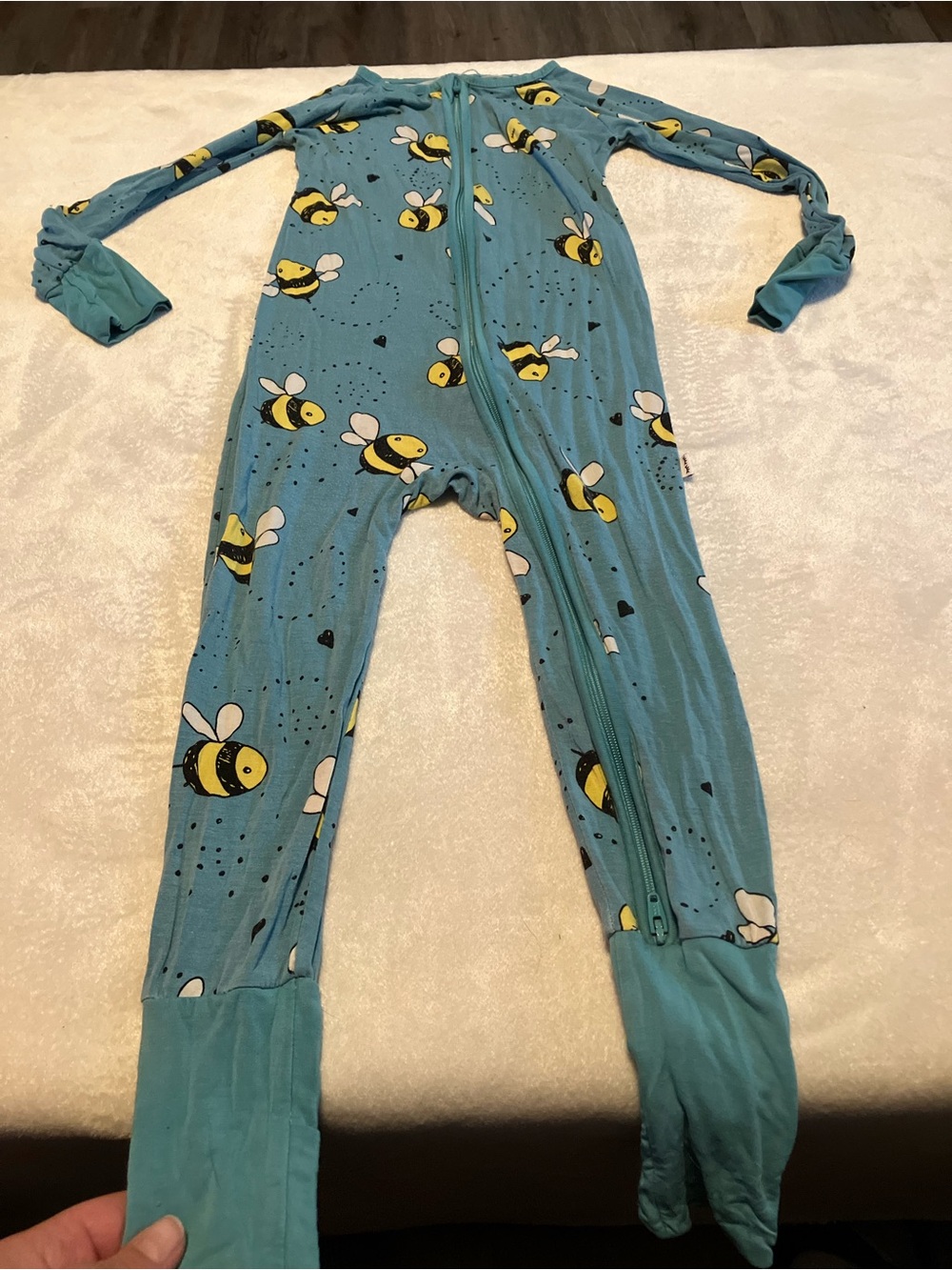 Little Sleepies Blue Bee Print Kids One-Piece Pajamas